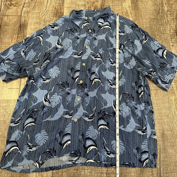 Puritan Men's Short Sleeve Sail Fish Print Rayon Hawaiian Shirt Blue XL Vintage - Picture 3 of 5